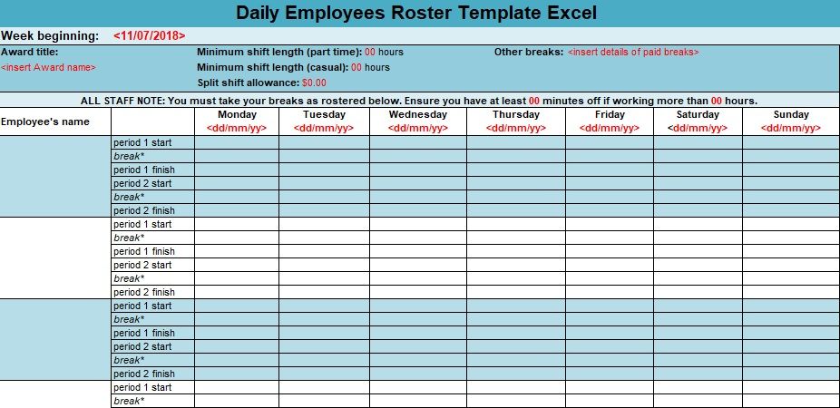 military duty roster template
